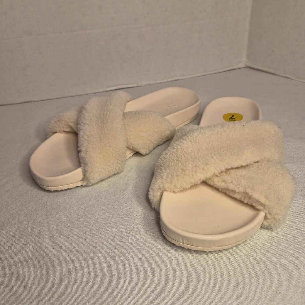 Splendid Women's Rozi Wool Criss-cross Slides Size 7M Beige Slippers